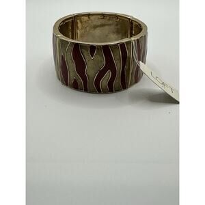 New With Tags The Loft Gold And Red Enamel Animal Print Stretch Bracelet